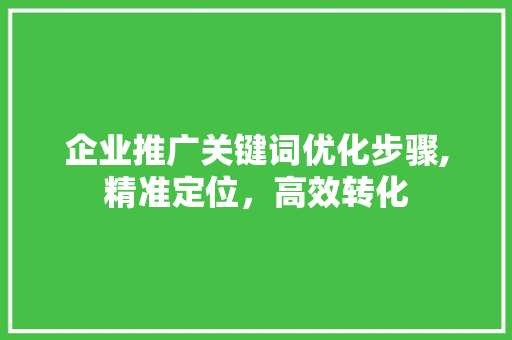 企业推广关键词优化步骤,精准定位，高效转化