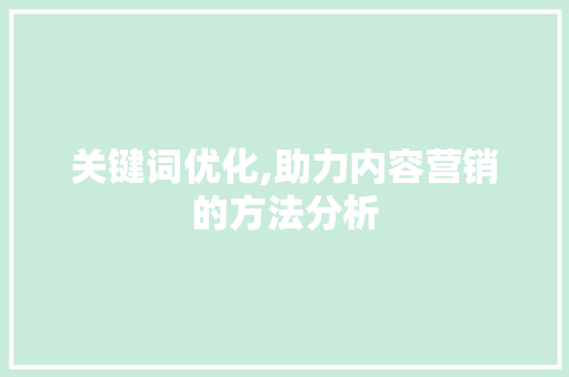 关键词优化,助力内容营销的方法分析