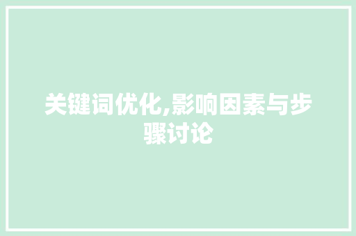 关键词优化,影响因素与步骤讨论
