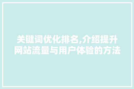 关键词优化排名,介绍提升网站流量与用户体验的方法