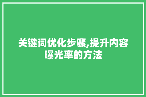 关键词优化步骤,提升内容曝光率的方法