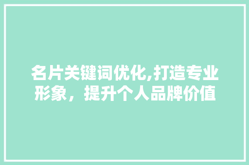 名片关键词优化,打造专业形象，提升个人品牌价值