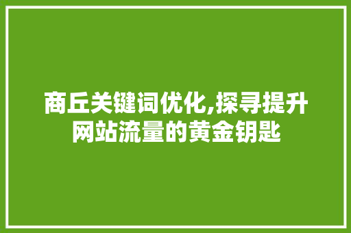 商丘关键词优化,探寻提升网站流量的黄金钥匙