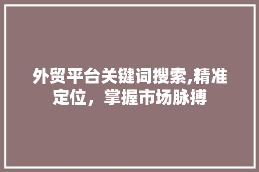 外贸平台关键词搜索,精准定位，掌握市场脉搏