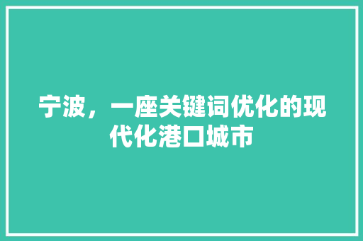 宁波，一座关键词优化的现代化港口城市
