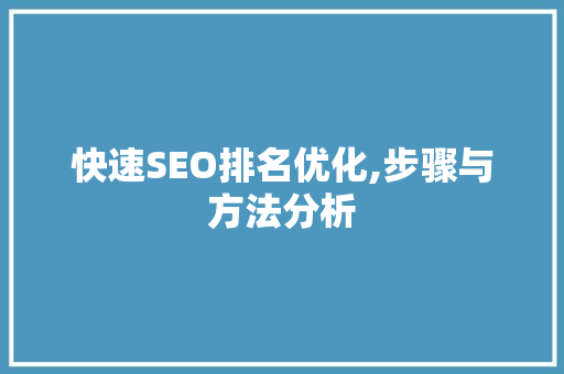 快速SEO排名优化,步骤与方法分析 快速SEO排名优化,步骤与方法分析