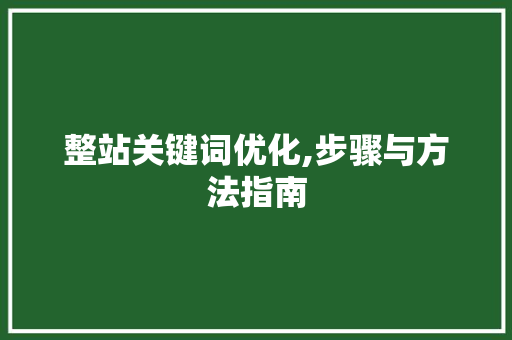 整站关键词优化,步骤与方法指南
