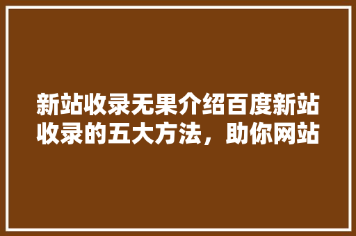 新站收录无果介绍百度新站收录的五大方法，助你网站快速起飞