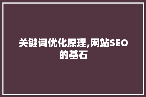 关键词优化原理,网站SEO的基石 关键词优化原理,网站SEO的基石