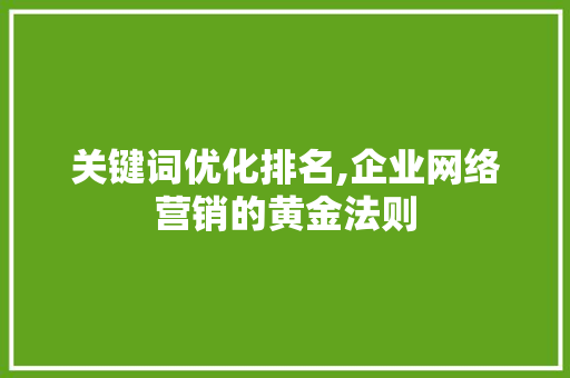 关键词优化排名,企业网络营销的黄金法则