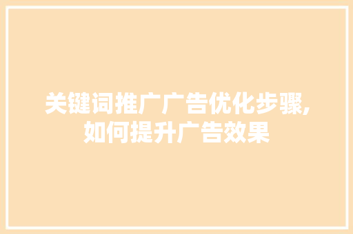 关键词推广广告优化步骤,如何提升广告效果