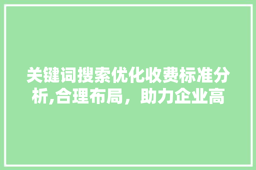 关键词搜索优化收费标准分析,合理布局，助力企业高效推广
