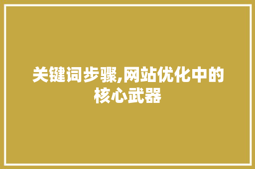 关键词步骤,网站优化中的核心武器 关键词步骤,网站优化中的核心武器