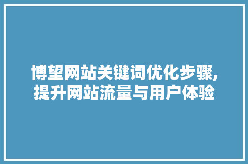 博望网站关键词优化步骤,提升网站流量与用户体验