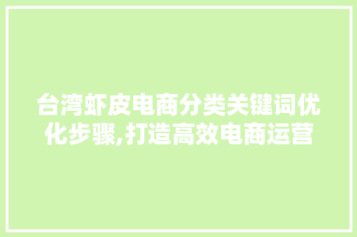 台湾虾皮电商分类关键词优化步骤,打造高效电商运营新篇章