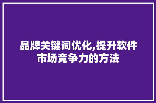品牌关键词优化,提升软件市场竞争力的方法 品牌关键词优化,提升软件市场竞争力的方法