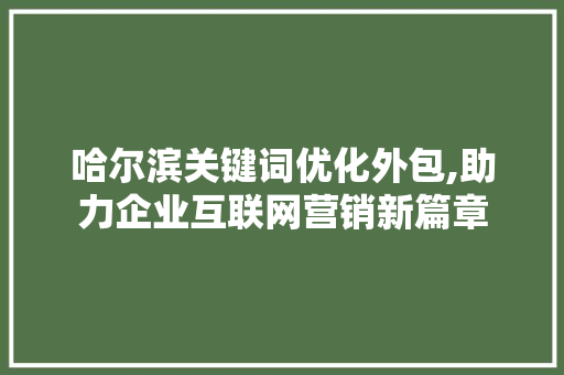 哈尔滨关键词优化外包,助力企业互联网营销新篇章 哈尔滨关键词优化外包,助力企业互联网营销新篇章