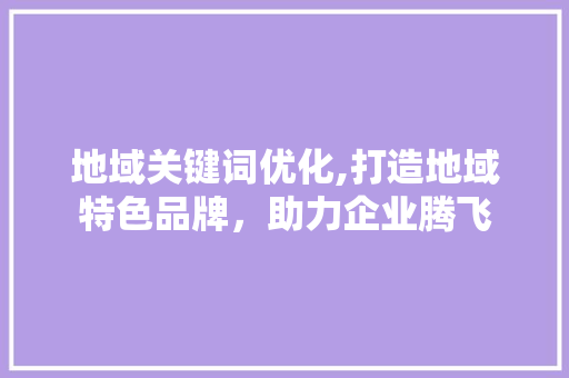 地域关键词优化,打造地域特色品牌，助力企业腾飞