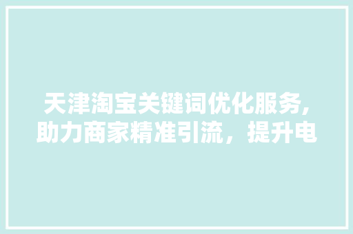 天津淘宝关键词优化服务,助力商家精准引流，提升电商竞争力