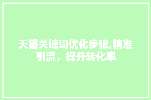 天猫关键词优化步骤,精准引流,提升转化率 天猫关键词优化步骤,精准引流,提升转化率
