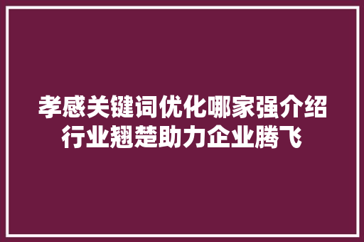 孝感关键词优化哪家强介绍行业翘楚助力企业腾飞
