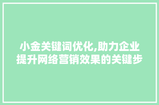 小金关键词优化,助力企业提升网络营销效果的关键步骤