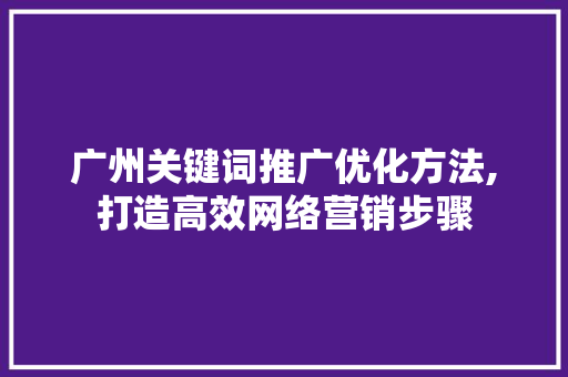 广州关键词推广优化方法,打造高效网络营销步骤