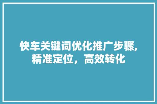 快车关键词优化推广步骤,精准定位,高效转化 快车关键词优化推广步骤,精准定位,高效转化