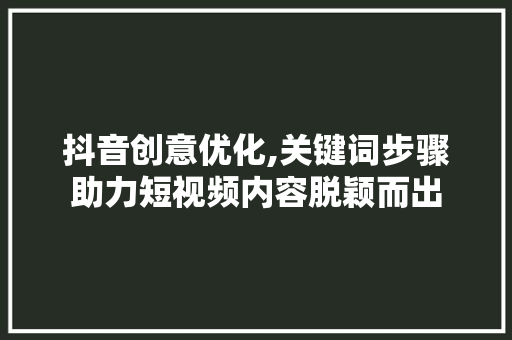 抖音创意优化,关键词步骤助力短视频内容脱颖而出