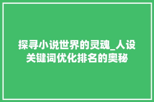 探寻小说世界的灵魂_人设关键词优化排名的奥秘