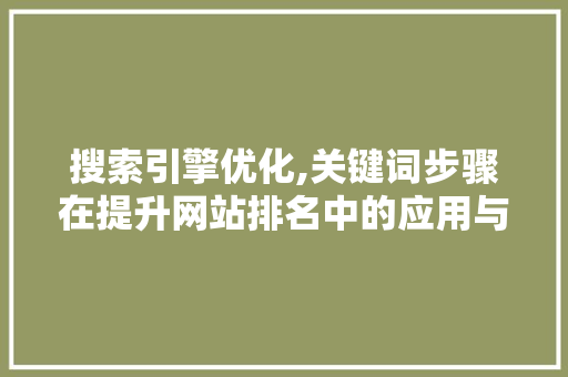 搜索引擎优化,关键词步骤在提升网站排名中的应用与方法 搜索引擎优化,关键词步骤在提升网站排名中的应用与方法