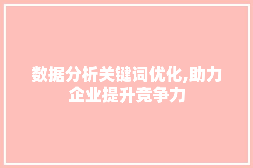 数据分析关键词优化,助力企业提升竞争力 数据分析关键词优化,助力企业提升竞争力