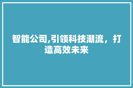 智能公司,引领科技潮流，打造高效未来