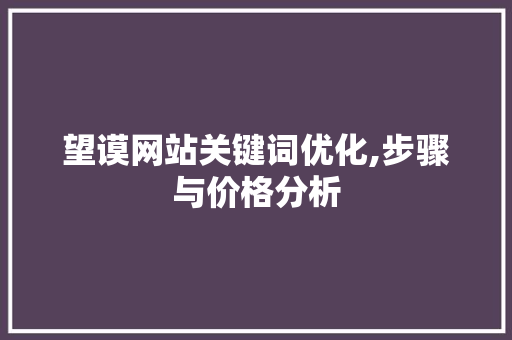 望谟网站关键词优化,步骤与价格分析