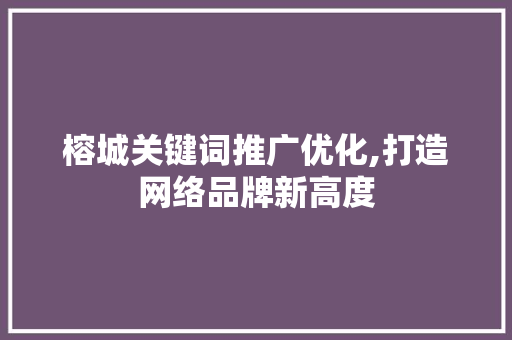 榕城关键词推广优化,打造网络品牌新高度