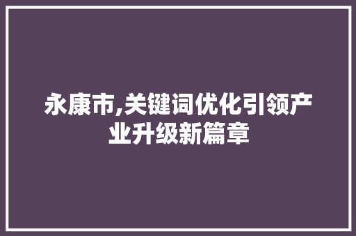 永康市,关键词优化引领产业升级新篇章 永康市,关键词优化引领产业升级新篇章