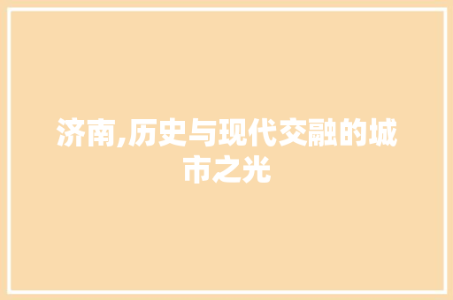 济南,历史与现代交融的城市之光