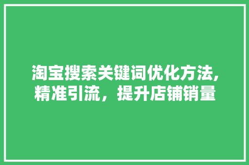 淘宝搜索关键词优化方法,精准引流，提升店铺销量 编程语言
