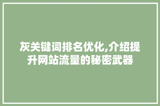 灰关键词排名优化,介绍提升网站流量的秘密武器