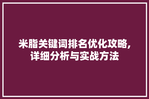 米脂关键词排名优化攻略,详细分析与实战方法