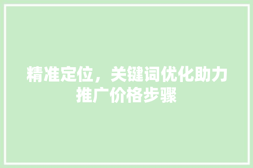 精准定位，关键词优化助力推广价格步骤