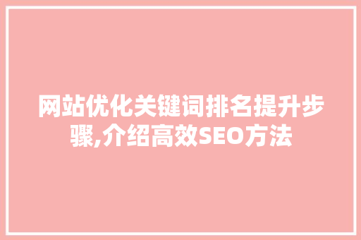网站优化关键词排名提升步骤,介绍高效SEO方法