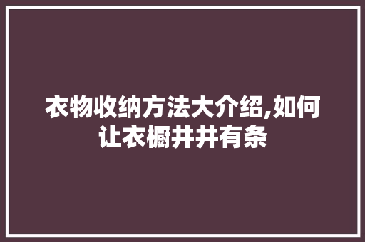 衣物收纳方法大介绍,如何让衣橱井井有条 衣物收纳方法大介绍,如何让衣橱井井有条