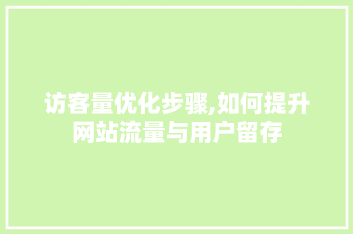 访客量优化步骤,如何提升网站流量与用户留存