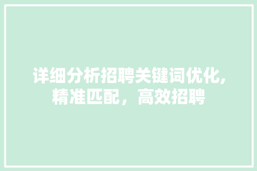 详细分析招聘关键词优化,精准匹配，高效招聘
