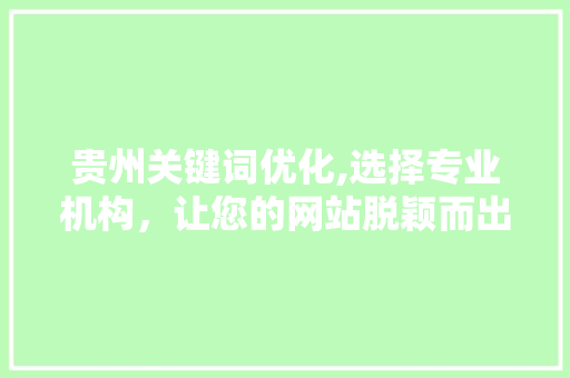 贵州关键词优化,选择专业机构，让您的网站脱颖而出