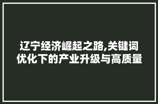 辽宁经济崛起之路,关键词优化下的产业升级与高质量发展