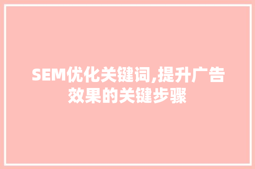 SEM优化关键词,提升广告效果的关键步骤