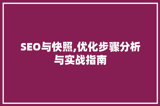 SEO与快照,优化步骤分析与实战指南