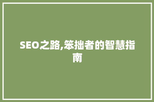 SEO之路,笨拙者的智慧指南